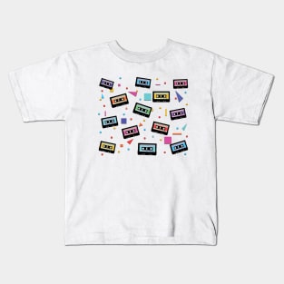 80's cassette tape pattern Kids T-Shirt